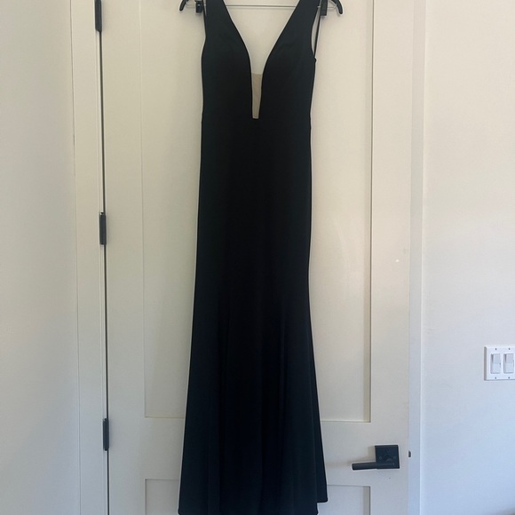 Jovani Black Plunge Maxi Gown - Picture 1 of 3